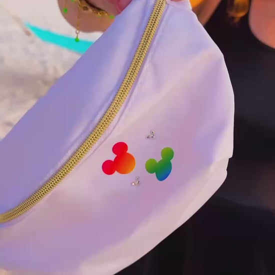 video of mickey rainbow fanny bag